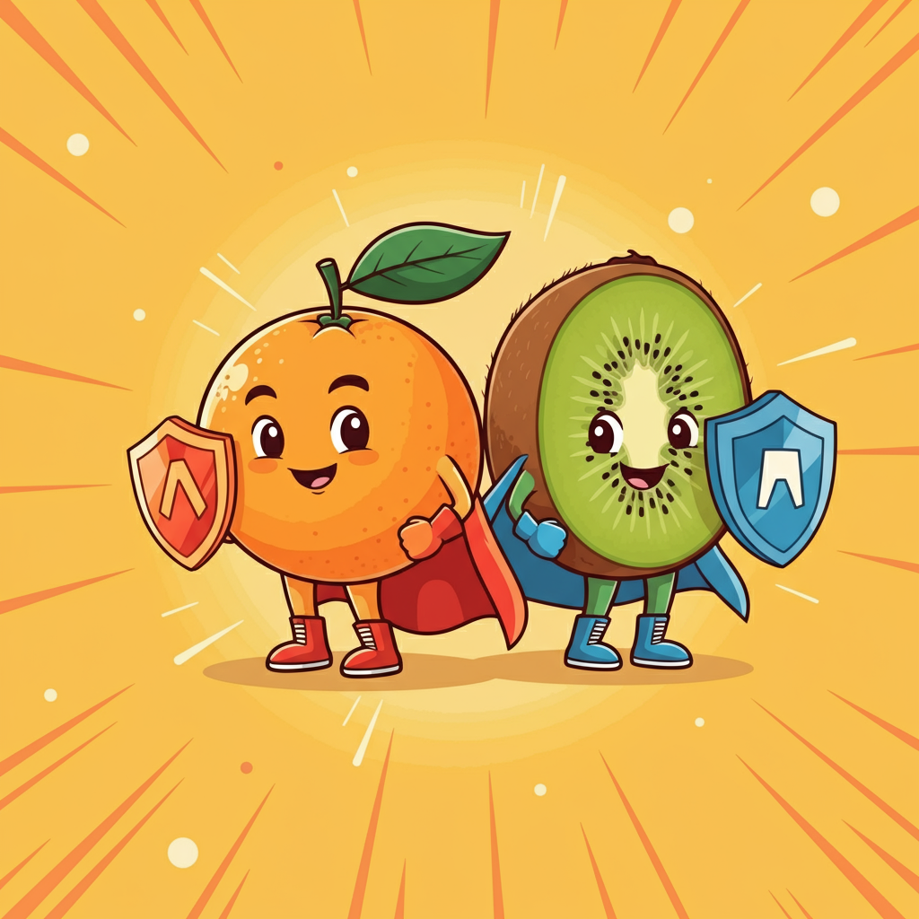 super eroi arancia e kiwi