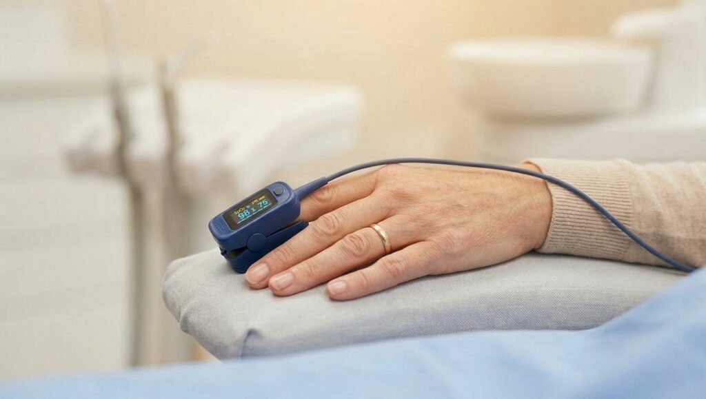 Monitoraggio dei parametri vitali (ECG e ossigenazione) durante un intervento odontoiatrico in sedazione cosciente